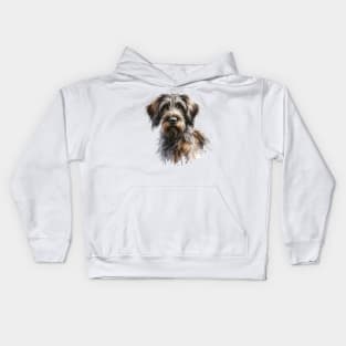 Wirehaired Pointing Griffons Watercolor Painting - Beautiful Dog Kids Hoodie